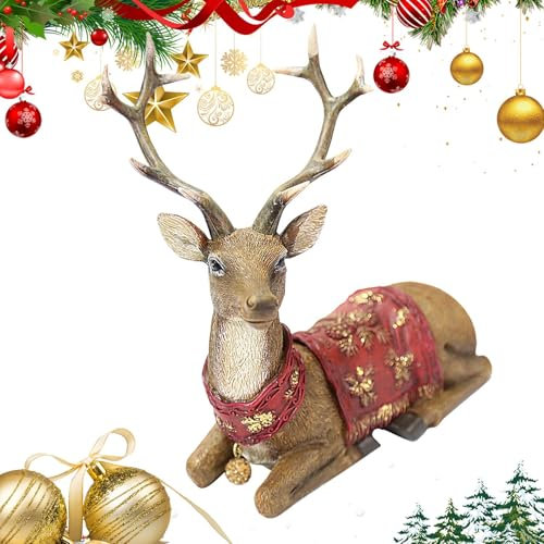 Figure di renna natalizia, statua di cervo, decorazione in resina a forma di renna, decorazione artistica per soggiorno, camera da , posto di lavoro, giardino