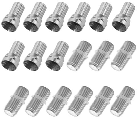 Belligern Coaxial Cable Connectors 18pcs Tv Aerial Connector 18mm Fconnector to Coax Adapter,Female to 9.5 Male Right Angle Elbow,Used for Coaxial Cable Extension,Satellite Broadband Repair,Tv Audio