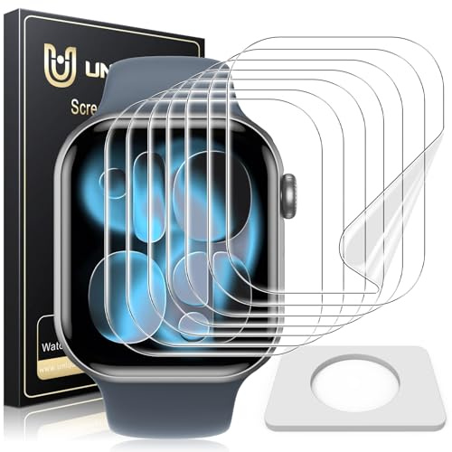 UniqueMe für Apple Watch Series 11 46 mm Schutzfolie - 8 Stück Folie Schutz | Flexible TPU für Apple Watch 46mm Displayschutz, Blasenfreie, Weich HD Klar Folie, Volle Abdeckung Screen Protector