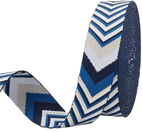 PH PandaHall 9.14m Gurtbänder 38mm Blaue Bänder Im Pfeil Stil Polyester Gewebeband Handtaschengurtband Für Selbstgemachte Taschen Geldbörsen Gürtel Gitarrengurt Geschenkverpackungen Heimdekoration