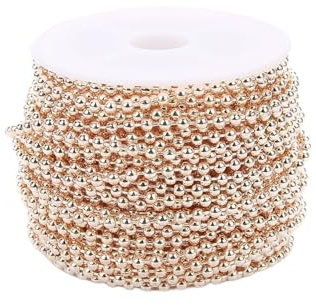 LYVQZPWLR Metall-Kettenkopf ziehen, Kugelkette aus Eisen, 10 Yards (ca. 9,1 m), 1,5–2,4 mm, Mehrfarbig, for DIY-Schmuck(Rose Gold,2.4mm)