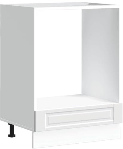 HFXHIJXQ Ofenschrank Porto Weiß 60×46×81cm Holz Küchenunterschrank höhenverstellbare Füße Backofen Mikrowelle kleine Küche