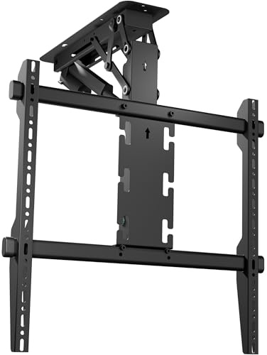 ONKRON Support TV Plafond Motorisé 50-75, 40 kg, Max VESA 600x600, N3LE-B | Fixation TV plafond électrique, rabattement jusqu’à 87,5°, télécommande, profil slim, home cinéma, hôtels & réunions, noir