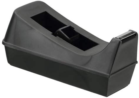 Q-Connect Klebebandspender aus Kunststoff für 19 mm x 33 m Klebeband, rutschfeste Unterseite, Schwarz