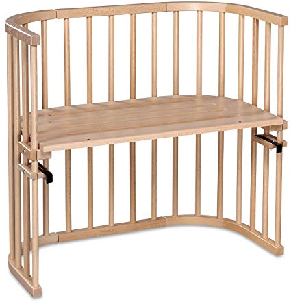 babybay Original Beistellbett aus massivem Buchenholz / kompakt & verwandelbar / Kinderbett Höhe stufenlos verstellbar & umweltfreundlich / mitwachsendes Babybett (natur lackiert)