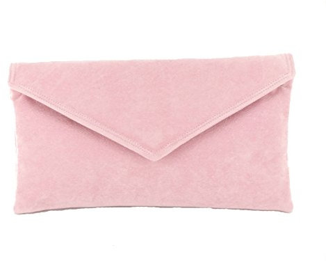 Loni Neat Umschlag Faux Wildleder Clutch Bag/Schultertasche In Candy Pink