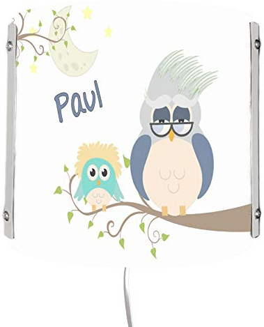 CreaDesign WA-1024, Eule Opa, Kinderzimmer Wandlampe personalisiert mit Namen, Nachtlicht/Schlummerlicht für Steckdose, E14, 22 x 22,5 x 8,5 cm