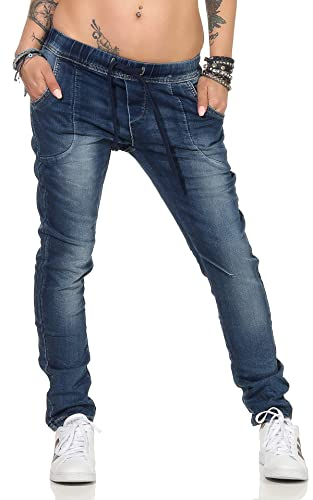 Fashion4Young 3888 Damen Jeans Hose Boyfriend Haremsjeans Haremsstyle Röhre Damenjeans Pants (XS=34, Blau)