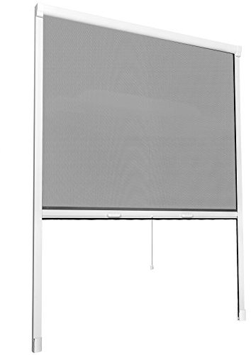 TecTake® mosquitera Ventana Ajustable, Malla mosquitera Enrollable, mosquitera Tela, Red antimosquitos Ventana, Resistente a la Intemperie, instalación fácil Interior/Exterior - 90 x 160 cm Blanco