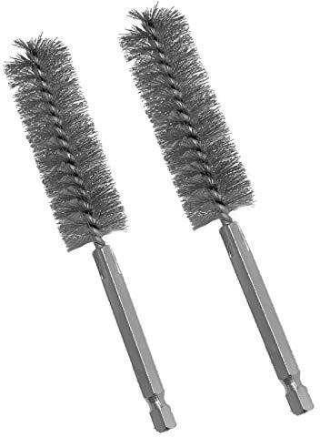 2pc Stainless Steel ALAZCO 5/8 Wire Brush for Power Drill Impact Driver Cleaning Wire Brush Stainless Steel Bore Brush - Hex Shank