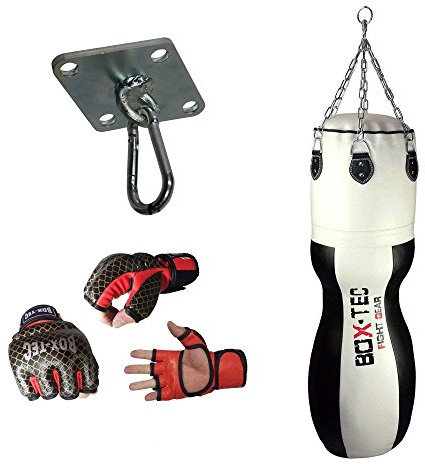 BOX-TEC 3in1 MMA-Boxset Boxsack, Uppercut, Bodybag, gefüllt, Black & White - Edition, Spider (L)
