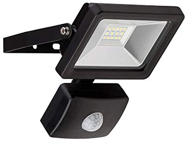 goobay 10W LED Flutlicht mit Bewegungsmelder, Glas, Schwarz
