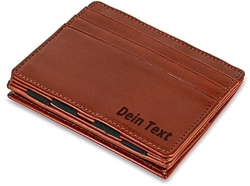 Jaimie Jacobs Flap Boy mit Gravur - Das Original - Magischer Geldbeutel mit Münzfach RFID-Schutz Geschenk Herren echtes Leder (Dunkelbraun)