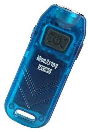 MecArmy SGN5 - Linterna de alarma de ataque personal recargable por USB | Mini linterna de mano EDC | LED con luz pequeña y potente de 560 lúmenes | Alarma de hasta 115 dB sirena (azul)