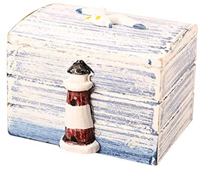 Holzbox Deko Holz Schmuckschatulle Kinder Schmuckkästchen Mädchen Schmuckkasten Aufbewahrungsbox für Hochzeit Schmuck (Leuchtturm)
