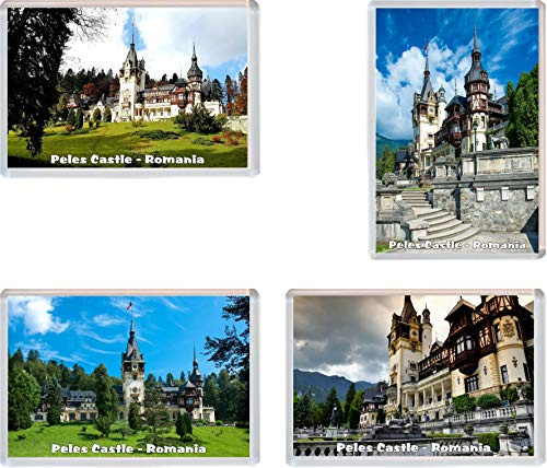Peles Castle - Romania - 4 PACK - Jumbo Fridge Magnet/Magnets