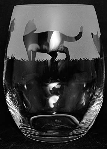 Cat Frieze Boxed 36cl Stemless Wine/Water Glass