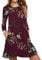 PCEAIIH Women's Long Sleeve Pocket Casual Loose T-Shirt Dress Flower Wine Red