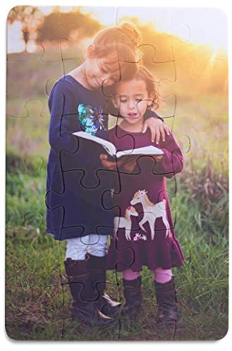 Personalisierbares Fotopuzzle aus Holz mit eigenen Bildern und Texten gestalten, 24 Teile, 19 x 13 cm - optional mit Geschenkbox