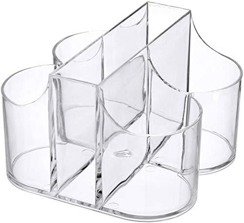 AMBSS SYS Home Collection 5 Compartment Classic Acrylic Napkin Holder with Cutlery Organizer Caddy Bin, For Spoons, Forks, Knives & Cups Divided Storage!