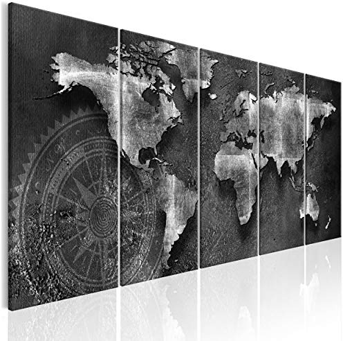 decomonkey Bilder Weltkarte 150x60 cm 5 Teilig Wandbild Groß Leinwandbild XXL Deko Wohnzimmer Schlafzimmer Büro Wanddeko Leinwand Pictures For Wall Poster Wall Painting Modern Landkarte