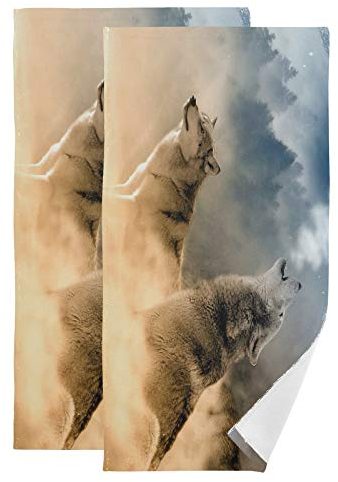 Wolf Handtuch-Set, ultraweich, saugfähig, schnelltrocknend, Handtücher für Bad, Fitness, Bad, Sport, Yoga, Reisen (2er-Pack, 71,9 x 36,6 cm)