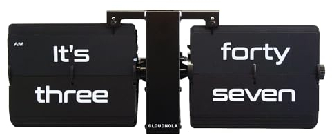 Cloudnola Flip Uhr - Schwarz auf Schwarz– Englischer Text - Wanduhr/Tischuhr – Digitale Display - Flip Clock - Modern Wohnzimmer und Büro Deko