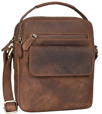 STILORD Mio Herrentasche Leder Klein Vintage Lederumhängetasche Moderne Männer Handtasche Schultertasche für 10.2 Zoll iPad Ledertasche Mann Farbe:mittel - braun