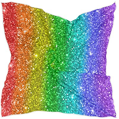 linomo Damen Chiffon Seide Schal Bunt Regenbogen Druck Quadrat Schal Wickel Seidenschal