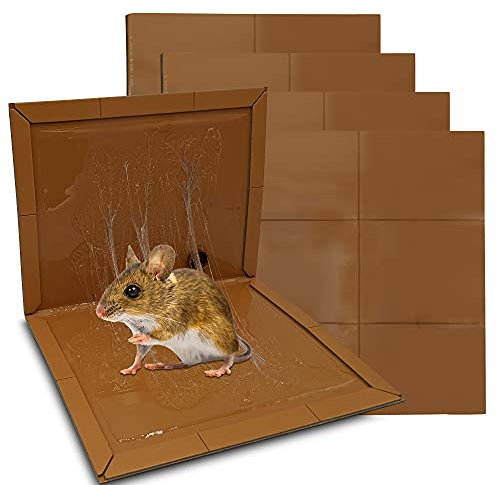 Trampas Adhesiva para Ratas y Ratones, Pegamento para Captura Roedores, Pegamento Raton Fuerte, Trampa Profesional, Sin Veneno, con Atrayente (4 Placas Adhesivas)