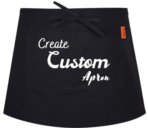 Tablier court personnalisé demi-taille tabliers imprimés pour homme femme serveuse bar pub fantaisie cadeau pour elle lui papa, Noir , taille unique