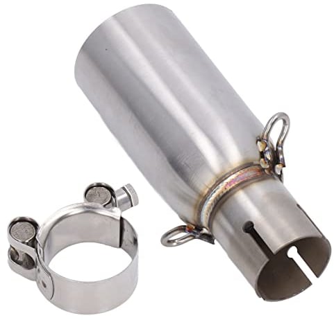 Qiilu Scarico Moto Tubo Centrale In Acciaio Inox Tubo Centrale Slip-On Connettore Refitting Sostituzione per Piaggio BEVERLY 125 300 MP3 125 250 300 LT X10 125