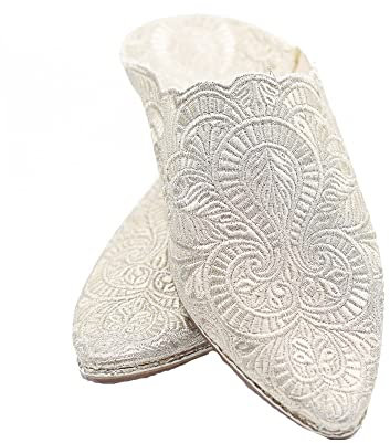 Traditionelle marokkanische Hausschuhe, ideal für Hochzeiten und Partys. Von Handwerksmeistern handgefertigt, silber, 39 EU