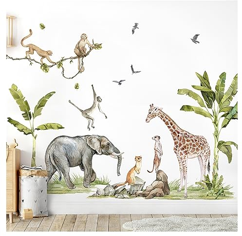 Grandora XXL Wandsticker Set Safari Baum Tiere Wandtattoo für Kinderzimmer DL764-2