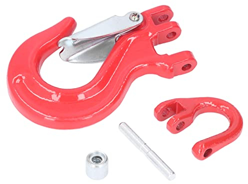 Yctze Gancio Antiscivolo Gancio della Gru Gancio di Traino Verricello Rimorchio Cerniera Gancio Rosso 2T Carico 80 Acciaio Universale con Chiusura di Sicurezza Heavy Duty