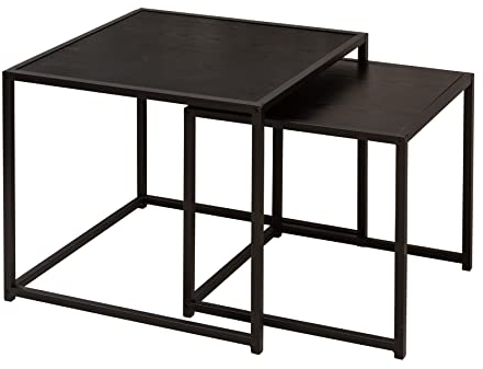 Riess Ambiente Design Beistelltische 2er Set Slim LINE 50cm Esche schwarz Industrial Stil Tischset Satztische Wohnzimmertisch Tische Couchtisch
