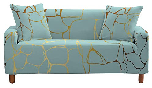 Highdi Marmor Sofabezug Sofaüberwürfe für 1/2/3/4 Sitzer, Armlehnen Sofa Cover Elastisch Stretch Antirutsch Sofa Cover Sofahusse Couchbezug Möbelschutz (1 Sitzer,Blass türkis)