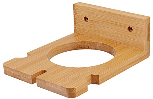 SAUNNIHEN bambù Porta Phone Bagno da Muro Adesivo, Risparmio di Spazio Porta Phon, Porta Asciugacapelli da Parete con Passacavo, Autoadesivo o Forato