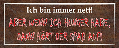AGDeko® Blechschild 27x10 cm Ich bin immer Nett Aber wenn ich Hunger habe dann hört der Spaß Auf Spruch Lustig