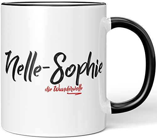 JUNIWORDS Tasse, Nelle-Sophie, die Wundervolle, Schwarz (5276977)