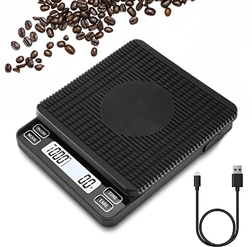 ACCT Kaffeewaage mit 2000g-0.1g Messbereich, barista waage mit timer,automatischer Tara-Funktion, 5 verschiedenen Einheiten, 6 Wiegemodi, USB-Datenkabel & LCD-Display