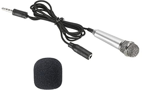 PATIKIL Mini Microphone Portable Vocal Microphone Silver for Voice Recording and Singing Pack of 1