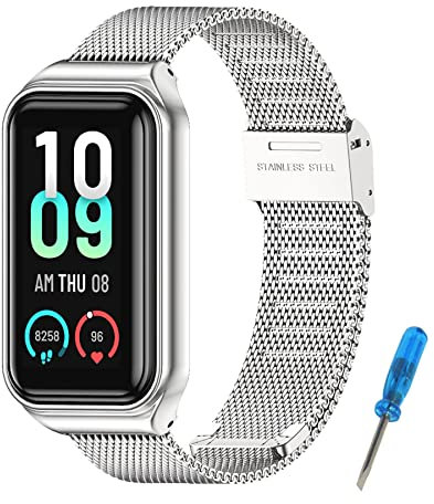 BDIG Cinturino per Amazfit Band 7 Cinturini Metallo in Acciaio Inossidabile Bracciale di Ricambio Braccialetto da Polso Sostitutivo Wristband Cinturino per Amazfit Band 7