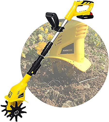 Samnuerly 20V Cordless Electric Scarifier Handheld Rotavator Portable Electric Tiller with Rechargeable Battery, 16cm Working Depth, for Gardens, Vegetable Plots, Greenhouses
