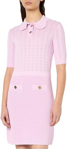 Pinko EQUISETO Abito Punto VENTAGLIO TRAFORI Vestito Casual, N78_Rosa Dolce Lilla, XS Donna