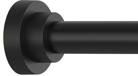 Thestoa Tringle à rideau de douche réglable de 109,2 à 198,1 cm, sans perçage, anti-rouille, antidérapante, noire pour salle de bain