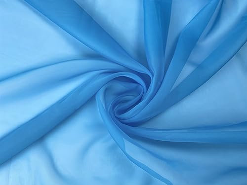 Voile Stoff Meterware am Stück - 150 cm Breite - Gardienenstoff, Dekostoff zum Nähen - Türkisblau