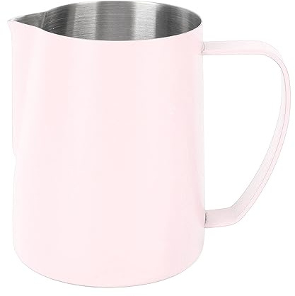 VIFERR Jarra de Leche 600ml Acero Inoxidable Jarra Espumadora de Leche Jarras de Café con Medida Interior para Barista Cappuccino Espresso Making(Rosa)