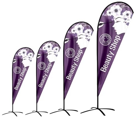 QSUM Individuelle Tropfenflagge, personalisierte Teardrop-Werbeflagge mit Stangen-Set, Erdspieß, benutzerdefiniertes Federflaggenschild, drucken Sie Ihr eigenes Logo/Bild/Text für Außen- und