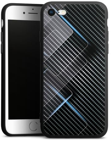 Premium Silikon Hülle kompatibel mit Apple iPhone 8 Handyhülle schwarz Case Carbon Muster Pattern
